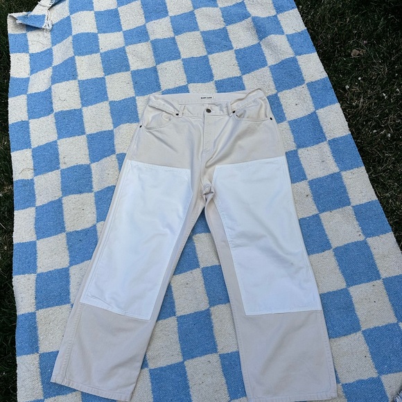 Rudy Jude Pants - Rudy Jude Cream Two-Tone Patch front Jeans